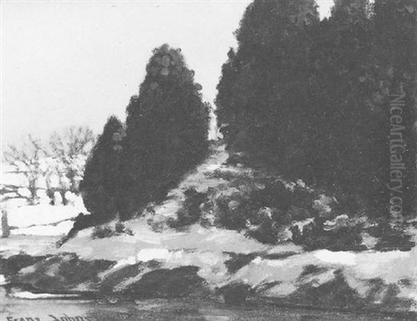 Winter On The Wye Oil Painting by Francis Hans Johnston