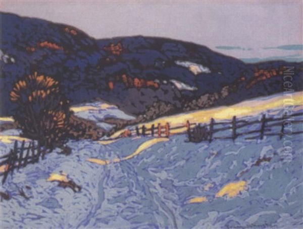 Evening Snow Oil Painting by Francis Hans Johnston