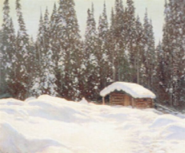 Northern Spires, A Prospector's Cabin Oil Painting by Francis Hans Johnston