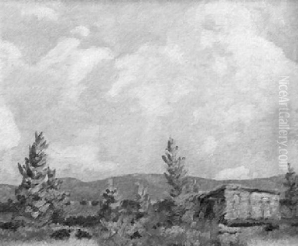 A Prairie Home Oil Painting by Francis Hans Johnston