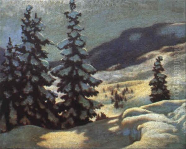 Silvered Snow, Memory Of Algoma Oil Painting by Francis Hans Johnston