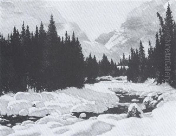 The Open Stream, Jasper Park, Alberta Oil Painting by Francis Hans Johnston