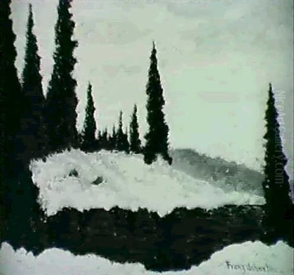 Winter Solitude On A Nerthern River Oil Painting by Francis Hans Johnston