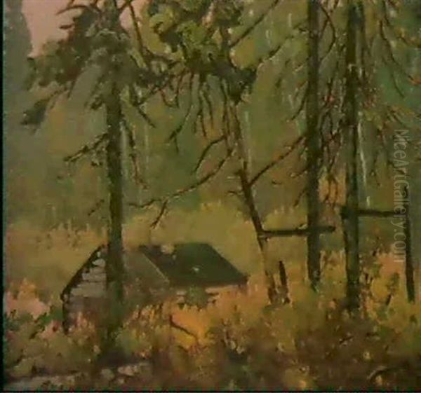 The Guide's Cabin, Algonquin Oil Painting by Francis Hans Johnston