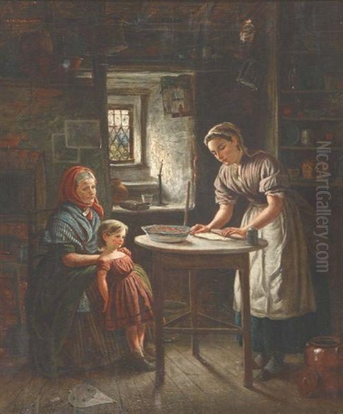 Making The Pie Oil Painting by Frederick Johnston