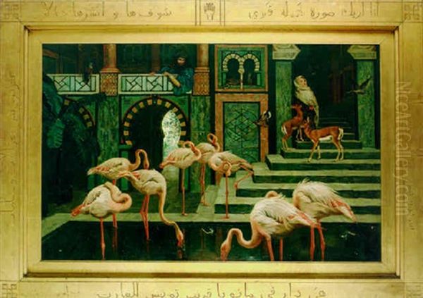 The Pets Of An Eastern Palace: A Tunisian Study Oil Painting by Harry (Sir) Hamilton Johnston