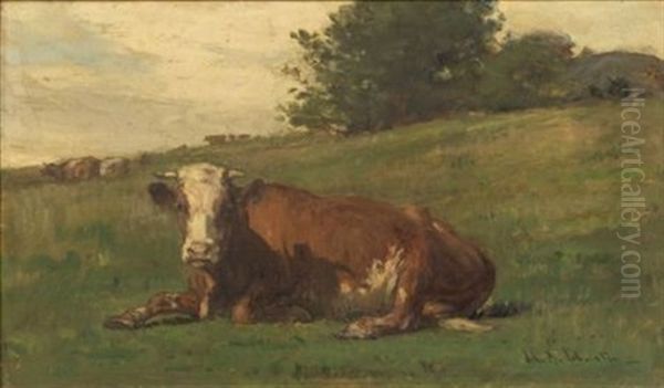 Cow Reclining Oil Painting by John Bernard Johnston