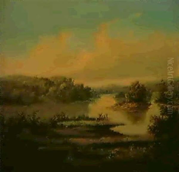 Maryland River Scene Oil Painting by John R. Johnston