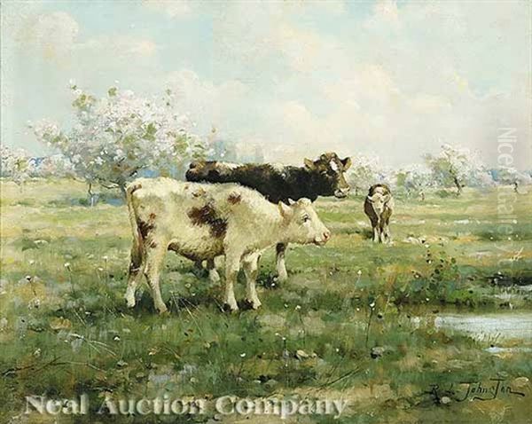 At The Watering Hole Oil Painting by Reuben Le Grande Johnston