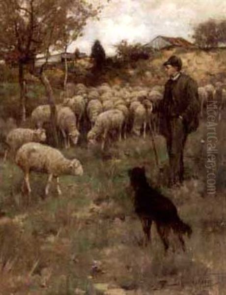 Tending Sheep by Reuben Le Grande Johnston