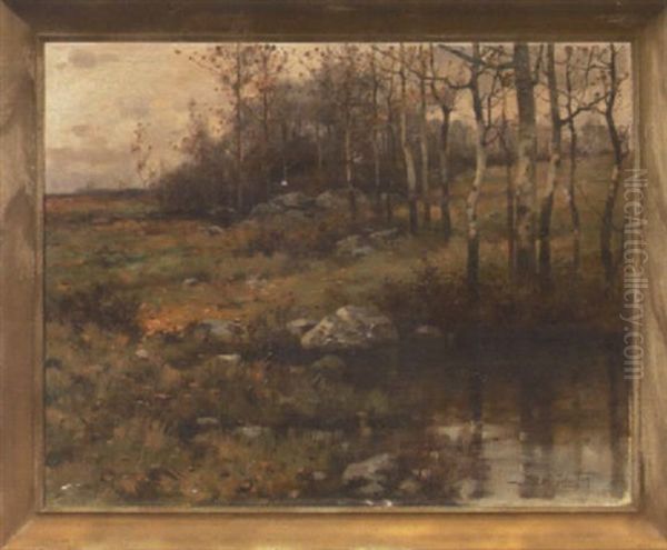 Maryland Landscape With Birch Trees Oil Painting by Reuben Le Grande Johnston