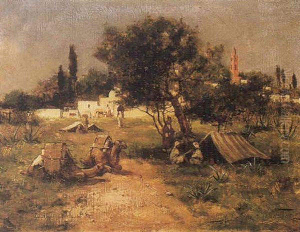 Arab Encampment Oil Painting by Reuben Le Grande Johnston