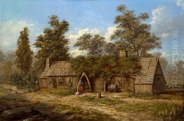 Bush Cottage Near Woodend Oil Painting by Henry James Johnstone