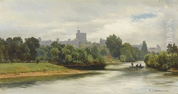 Windsor Castle From Eton College Oil Painting by Henry James Johnstone