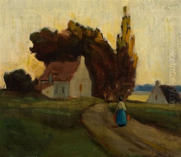 Country Road Oil Painting by John Young Johnstone