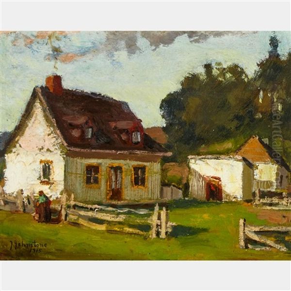 Quebec Farmhouse Oil Painting by John Young Johnstone