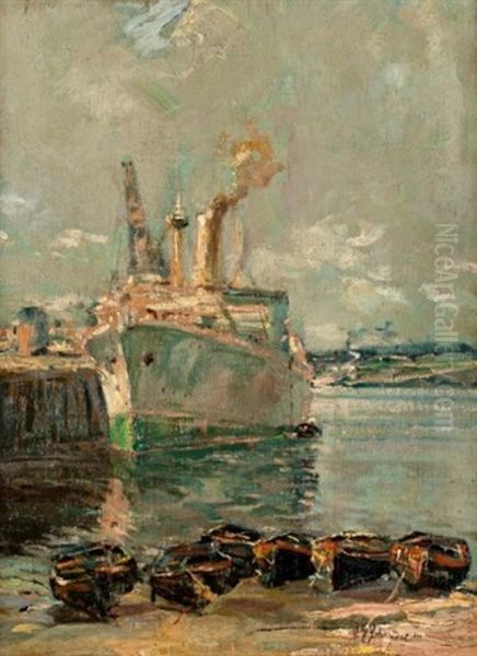 The Lake Freight Oil Painting by John Young Johnstone