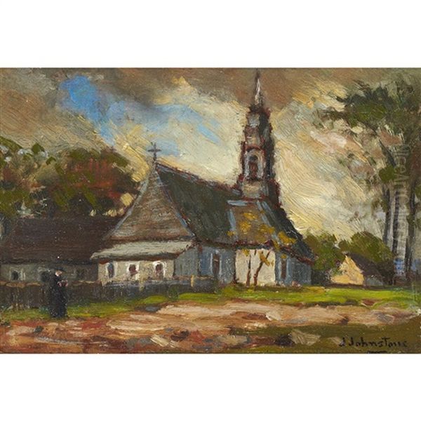 Old Church, Pointe-aux-trembles Oil Painting by John Young Johnstone