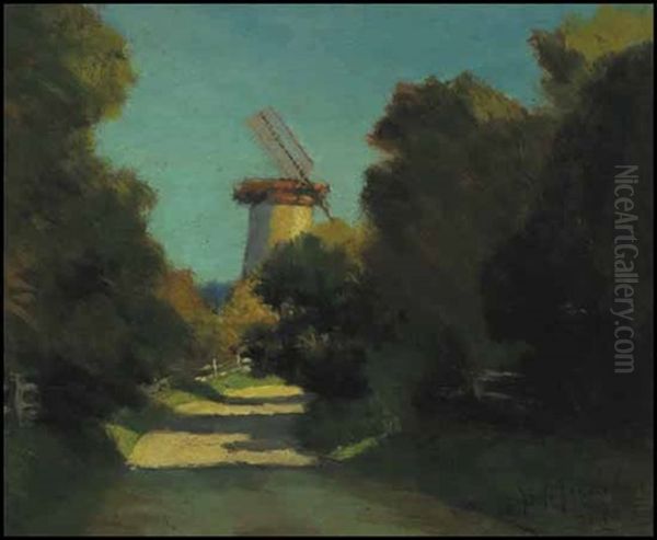 Landscape With Windmill Oil Painting by John Young Johnstone