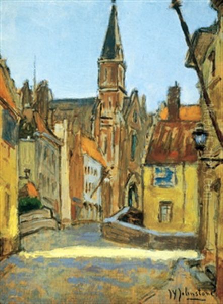 A Village In Flanders Oil Painting by John Young Johnstone