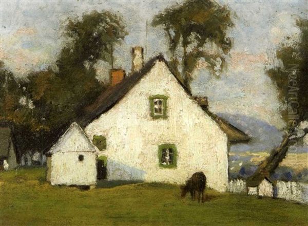 Farm House Oil Painting by John Young Johnstone