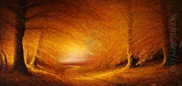 Autumn Landscape With Trees Oil Painting by Harvey Joiner