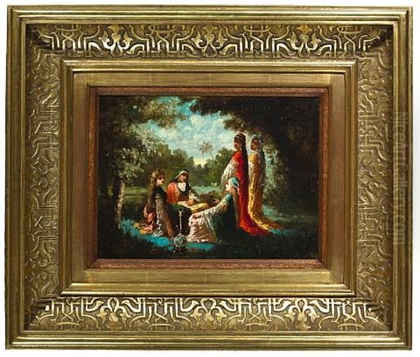 Les Belles Algeriennes (pair) Oil Painting by Antoine-Victor-Edmond Joinville