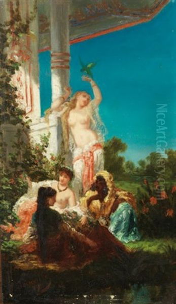 Scene De Harem Oil Painting by Antoine-Victor-Edmond Joinville