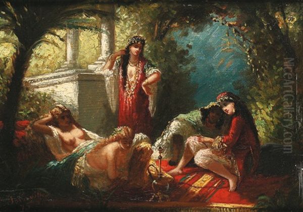 Scene De Harem Oil Painting by Antoine-Victor-Edmond Joinville