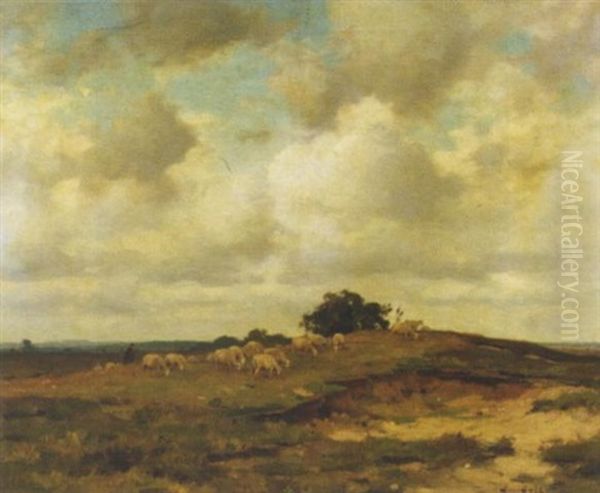 Leading The Flock Over The Heath Oil Painting by Joseph Gerardus van Jole