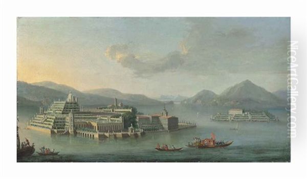 Lake Maggiore With Isola Bella, And Isola Dei Pescatori Beyond by Antonio Joli