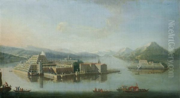 Isola Bella, Lake Maggiore, With The Isola Madre In The Distance Oil Painting by Antonio Joli