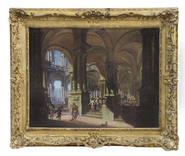 Capriccio Architettonico Con Cesare Che Si Reca In Senato Oil Painting by Antonio Joli