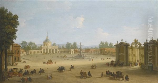 Aranjuez, View Of La Iglesia Y La Plaza De San Antonio Oil Painting by Antonio Joli