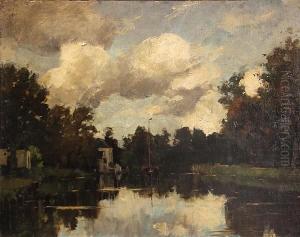 The River Vecht In Breukelen, Netherlands Oil Painting by Nicolaas Bastert