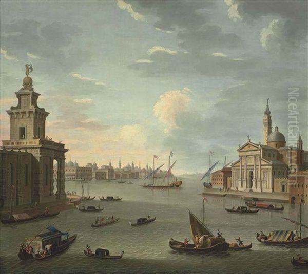 The Bacino Di San Marco, Venice, With The Punta Della Dogana And San Giorgio Maggiore Oil Painting by Antonio Joli