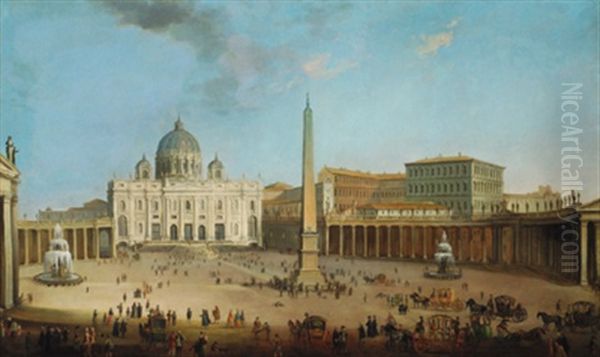 Die Peterskirche Und Der Petersplatz In Rom Oil Painting by Antonio Joli