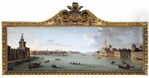 Venice, A View Of The Bacino Di San Marco From The Entrance Of The Giudecca, With The Punta Della Dogana And The Church Of San Giorgio Maggiore Oil Painting by Antonio Joli