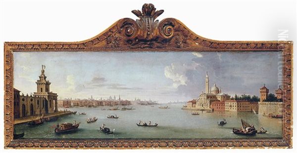 A Capriccio View Of The Bacino Di San Marco, Venice, From The Entrance To The Giudecca, With The Punta Della Dogana And San Giorgio Maggiore Oil Painting by Antonio Joli