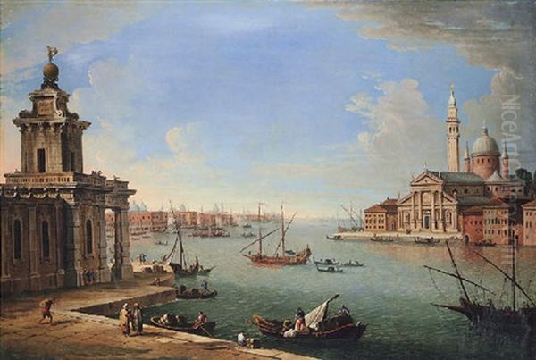 Venice, The Bacino Di San Marco Looking East With The Punta Della Dogana And San Giorgio Magiore Oil Painting by Antonio Joli