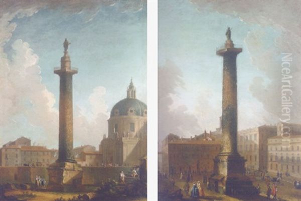 Rome: The Trajan Column Oil Painting by Antonio Joli