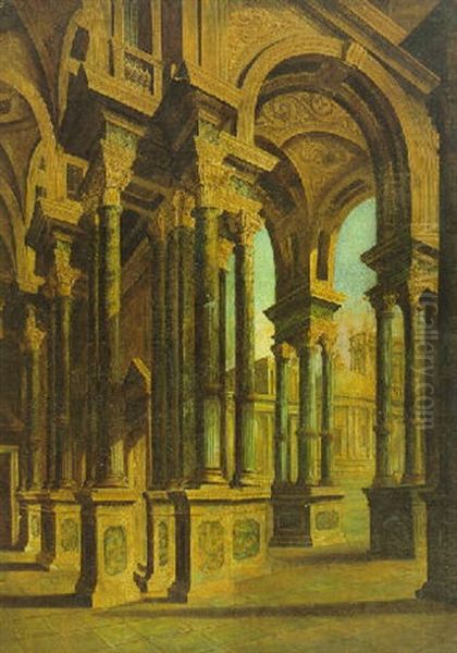 Monumentale Phantastische Palastarchitektur Oil Painting by Antonio Joli