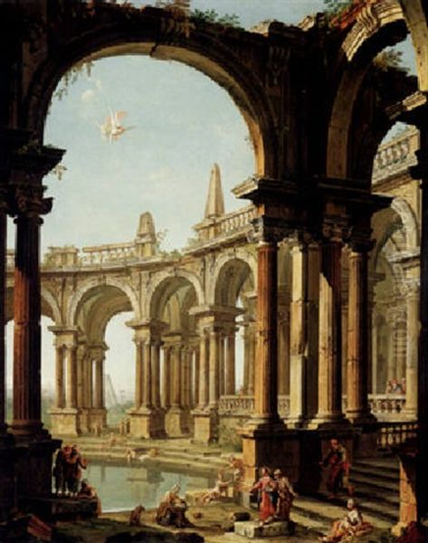 The Pool Of Bethesda Oil Painting by Antonio Joli