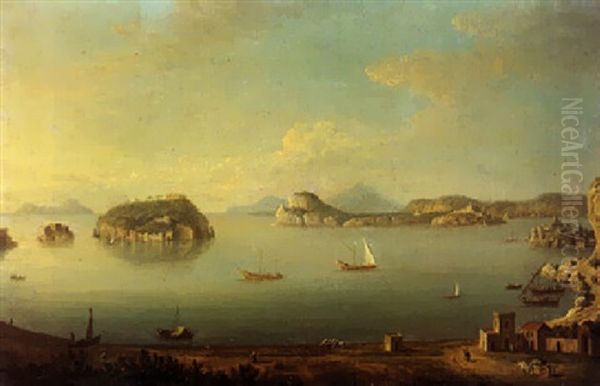 Veduta A Volo D'uccello Del Golfo De Pozzuoli A Napoli Oil Painting by Antonio Joli