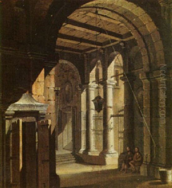 A Prison Loggia Oil Painting by Antonio Joli