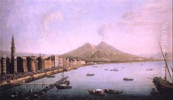 Vue Du Port De Naples Oil Painting by Antonio Joli