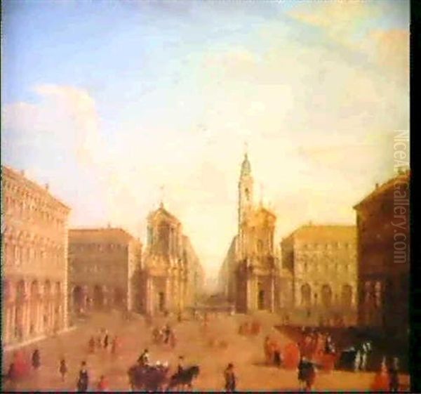 Veduta Di Piazza San Carlo A Torino Oil Painting by Antonio Joli