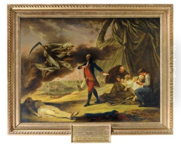 Portrait Allegorique De Thomas Francois Le Normand De Victot, Chevalier De L'ordre Royal Et Militaire De Saint Louis, Rencontrant La Mort Oil Painting by Nicolas-Rene Jollain the Younger