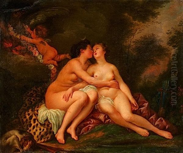 Diane Et Callisto Oil Painting by Nicolas-Rene Jollain the Younger