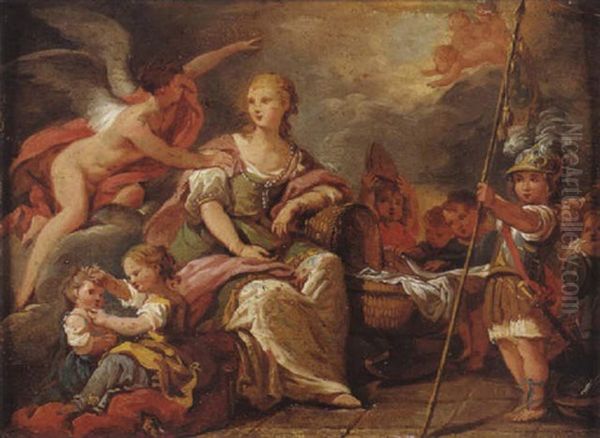 Allegorie A Une Naissance Royale: La France Protege Le Berceau Et Les Trois Etats L'entourent Oil Painting by Nicolas-Rene Jollain the Younger